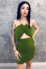 Ženska obleka 003 Temno Zelena | Bella