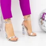 Ženski sandali z debelo peto 2BD30 Srebrna | Mei