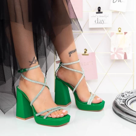 Ženski sandali z debelo peto in platformo 2XKK100 Zelena | Mei