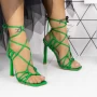 Ženski sandali s tanko peto 2XKK71 Zelena | Mei