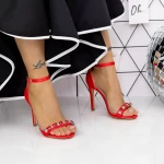 Ženski sandali s tanko peto 2XKK119 Rdeča | Mei