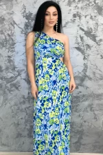 Ženska obleka 51760 Modra-Zelena | Kikiriki