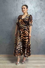 Ženska obleka R75724 Črna-Oranžna | Kikiriki