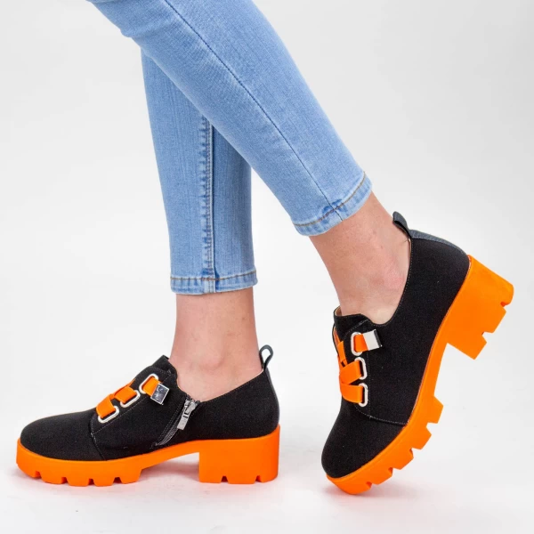 Ženski casual čevlji ZP1975 Črna-Oranžna | Mei