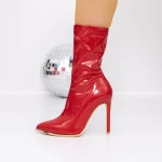 Ženski nizki škornji s tanko peto 3YJ6 Rdeča | Mei