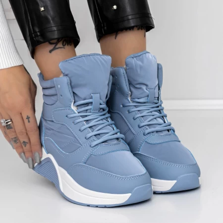 Ženski kratki škornji s krznom LLS-083 Modra | Botinelli