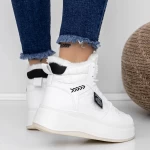 Ženski kratki škornji s krznom LLS-087 Bela | Botinelli