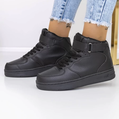 Ženski kratki škornji s krznom 6615-17 Črna | Fashion