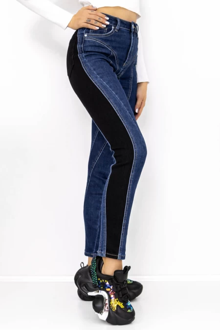 Ženske jeans hlače Q134 Modra-Črna | Kikiriki