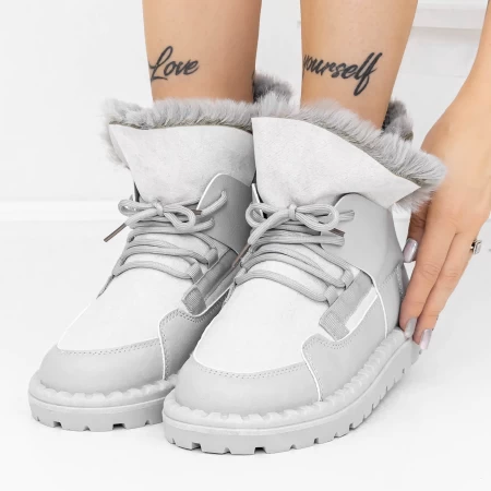 Ženski kratki škornji s krznom 3XJ110 Siva | Mei