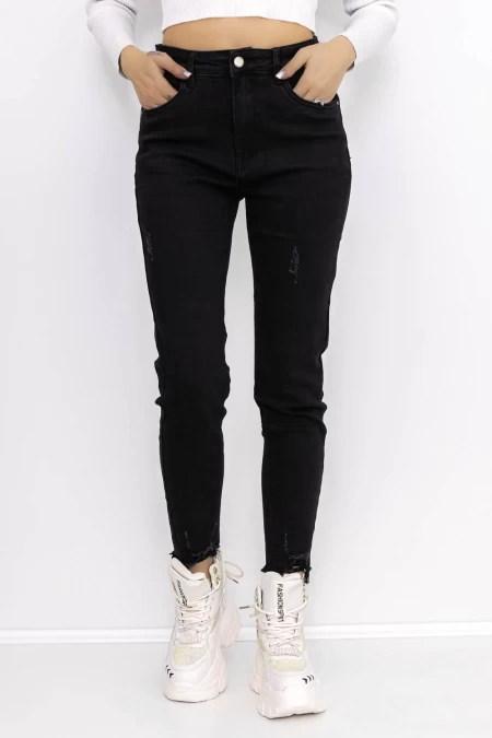 Ženske jeans hlače KP190-2 Črna | Mina