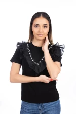 Ženska majica s kratkimi rokavi NG23838 Črna | Kikiriki