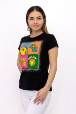 Ženska majica s kratkimi rokavi SC32 Črna | Kikiriki