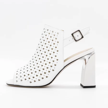 Ženski sandali z debelo peto K596-80 Bela | Advancer