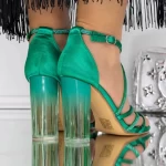 Ženski sandali s peto 3XKK111 Zelena | Mei
