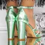 Ženski sandali s peto 3XKK112 Zelena | Mei