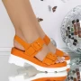 Ženski sandali s peto 3LE51 Oranžna | Mei
