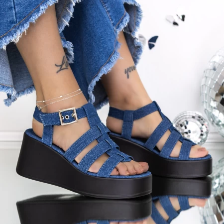 Ženski sandali s platformo 3GZ71 Temno Modra | Mei