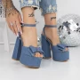Ženski sandali z debelo peto in platformo 3KV52 Svetlo Modra | Mei