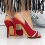 Ženski sandali s tanko peto 3SYX6 Rdeča | Mei