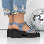 Ženske sandale s peto in platformo 3GZ65A Svetlo Modra | Mei
