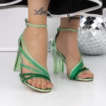 Ženski sandali s peto 3XKK126 Zelena | Mei