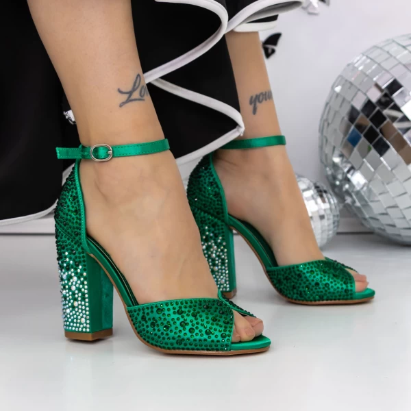 Ženski sandali s peto 3XKK151 Zelena | Mei
