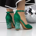 Ženski sandali s peto 3XKK151 Zelena | Mei