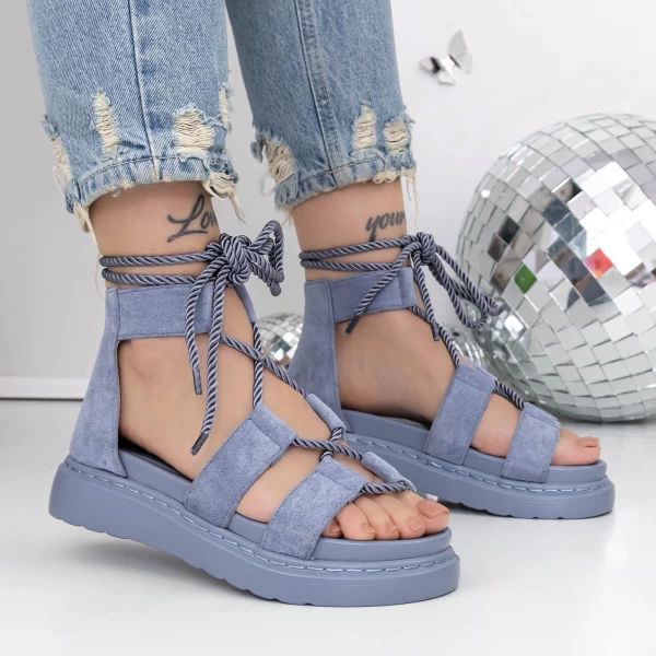 Ženski sandali z nizkim podplatom 3HXS57 Jeans modre | Mei