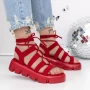 Ženski sandali s platformo 3HXS63 Rdeča | Mei