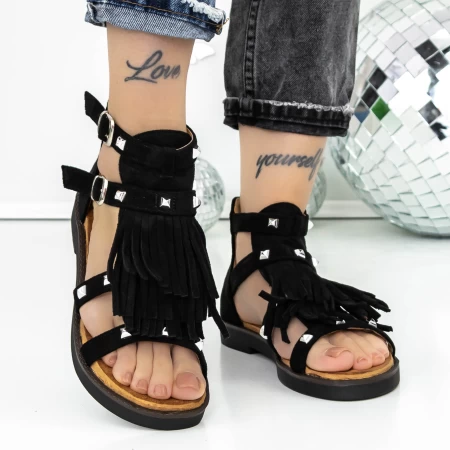 Ženski sandali z nizkim podplatom 3H27 Črna | Mei