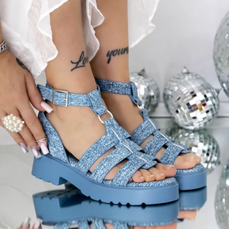 Ženski sandali z nizkim podplatom 3LE60 Modra | Mei