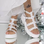 Ženski sandali z nizkim podplatom 3LE61 Bela | Mei
