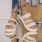 Ženski sandali z nizkim podplatom 3AW281 Bež | Mei
