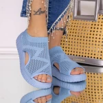 Ženski sandali z nizkim podplatom 3AW282 Modra | Mei