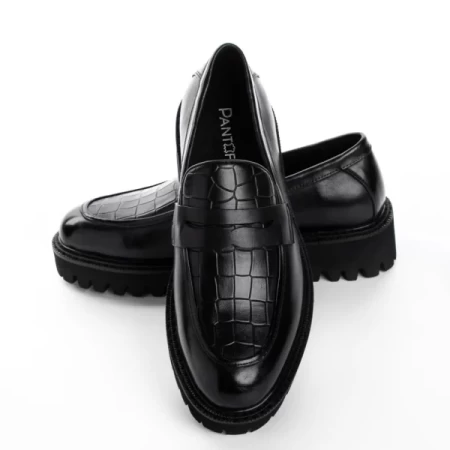 Mocasini Barbati din piele naturala 5NXE22 BLACK | PANTOFUL