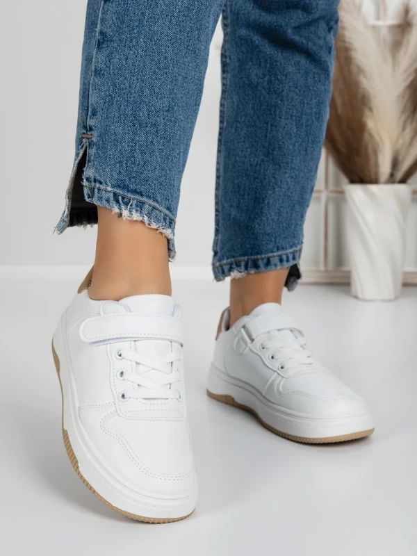 Sneakers Dama A87 WHITE-KHAKI | FASHION