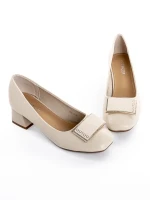 Pantofi cu Toc Gros 508-13 CREAM | ADVANCER