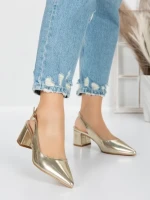Pantofi cu Toc Gros 5YZ11 GOLD | MEI