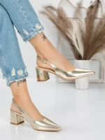Pantofi cu Toc Gros 5YZ11 GOLD | MEI