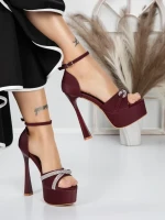 Sandale Dama cu Toc si Platforma 5DC6 WINE | MEI