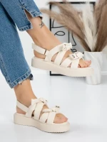 Sandale Dama cu Talpa Joasa 5H29 BEIGE | MEI