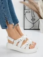 Sandale Dama cu Talpa Joasa 5H29 WHITE | MEI