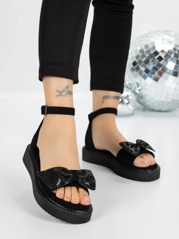 Sandale Dama cu Talpa Joasa 5H22 BLACK | MEI