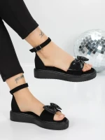 Sandale Dama cu Talpa Joasa 5H22 BLACK | MEI