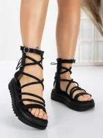 Sandale Dama cu Talpa Joasa 3AW301 BLACK | MEI