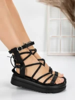 Sandale Dama cu Talpa Joasa 3AW301 BLACK | MEI