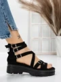 Sandale Dama cu Talpa Joasa 5HXS15 BLACK | MEI