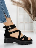 Sandale Dama cu Talpa Joasa 5HXS15 BLACK | MEI