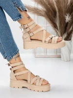Sandale Dama cu Talpa Joasa 5HXS15 BEIGE | MEI